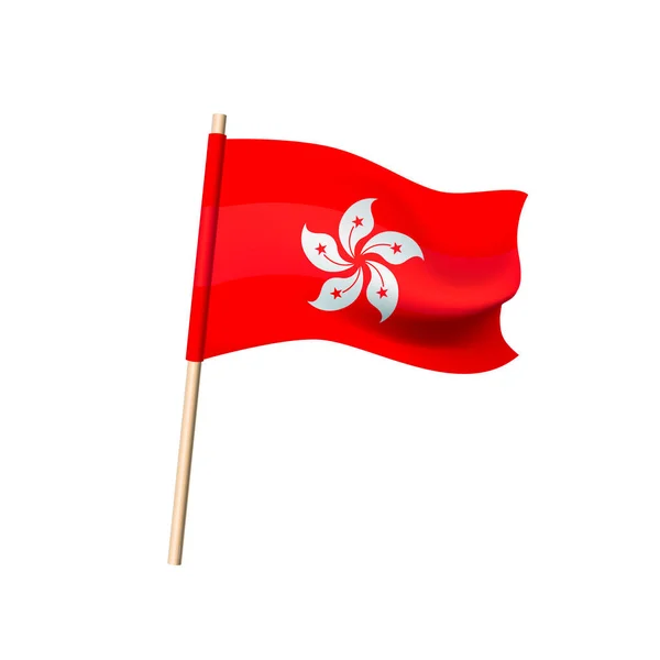 Hong Kong flag. Five petals of bauginia on red — Stock Vector