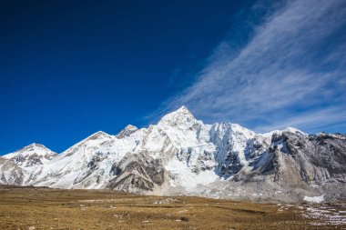 Kala Patar Dağı 'ndan Nirekha, Everest, Lobuche manzarası. Nepal