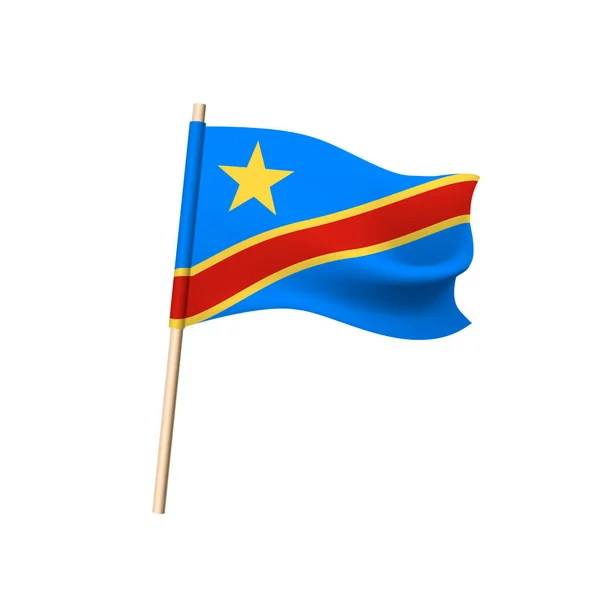 Democratische Republiek Congo vlag op witte achtergrond — Stockvector