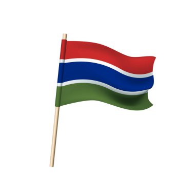 Beyaz arka planda Gambiya bayrağı. Vektör illüstrasyonu