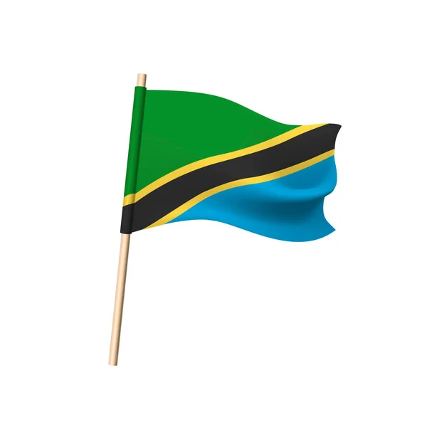 Bandera Tanzania Banda Diagonal Negra Con Borde Amarillo Sobre Fondo — Vector de stock