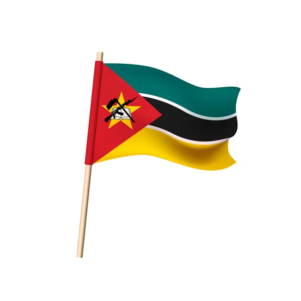 Mozambique Vlag Boek Schoffel Wapen Rode Driehoek Groene Zwarte Gele — Stockvector