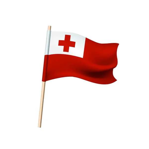 Bandeira Tonga Cruz Vermelha Retângulo Branco Fundo Vermelho Ilustração Vetorial — Vetor de Stock