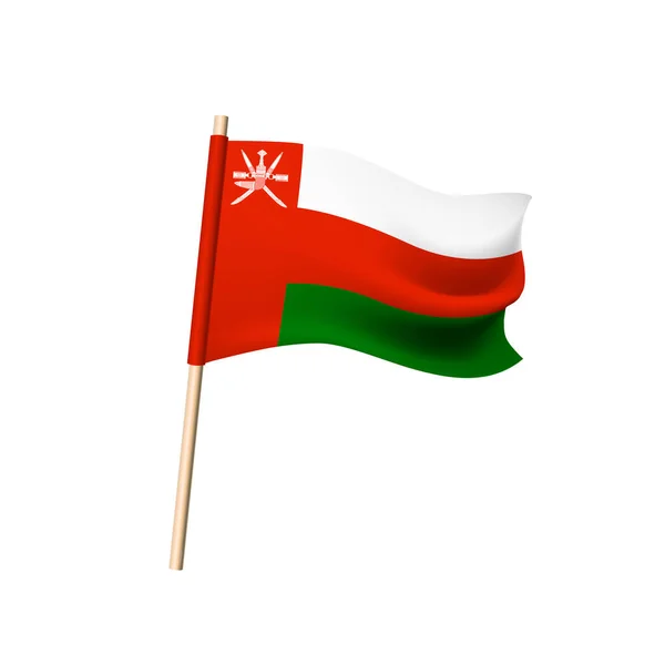 Flaga Omanu Godło Dwoma Skrzyżowanymi Szablami Nałożonym Nie Khanjarem Tradycyjny — Wektor stockowy