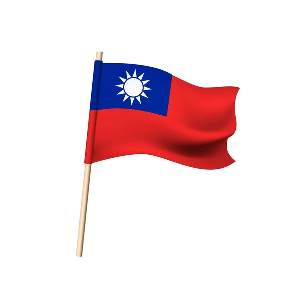 Bandeira de Taiwan em fundo branco — Vetor de Stock