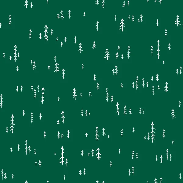 Бесшовный векторный рисунок елок на зеленом фоне — стоковый вектор