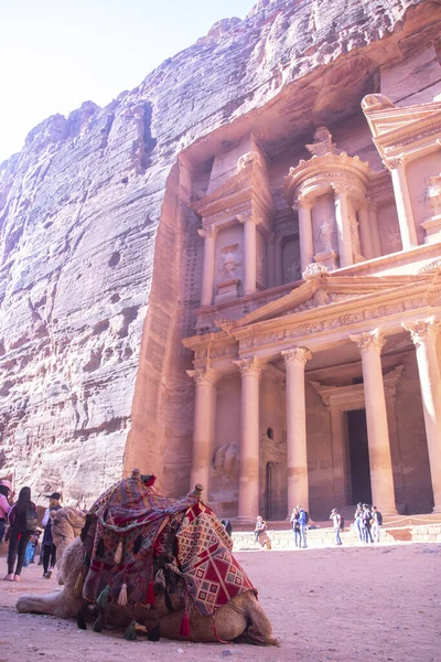 Stad Petra Hoofdstad Van Nabatese Arabieren Een Van Meest Beroemde — Stockfoto