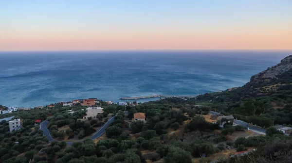 Libysches Meer Und Straße Mit Kurven Bei Sonnenuntergang Vom Great — Stockfoto