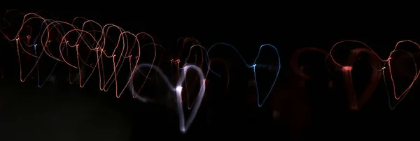 Trilhas Luz Forma Coração Cores Luz — Fotografia de Stock