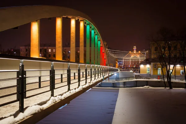Ponte Kaarsild Tartu Estónia Nas Cores Bandeira Lituana Para Celebrar — Fotografia de Stock