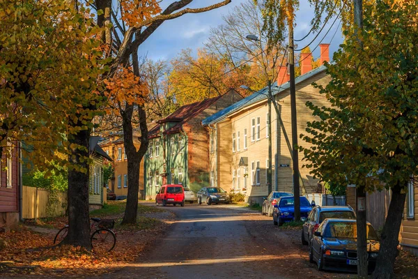 Tartu Estonia October 2017 View Salme Street Intersection Lev Tolstoy — Stock Photo, Image