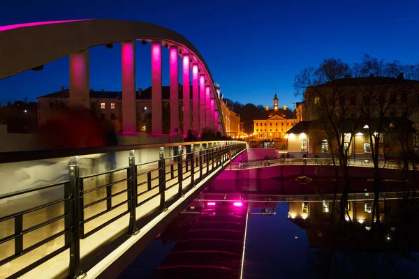 Tartu Estônia Outubro 2017 Vista Renovada Ponte Pedonal Kaarsild Câmara — Fotografia de Stock