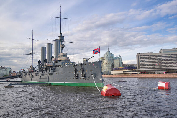 Вид крейсера "Аврора" на Неве в Санкт-Петербурге
, 