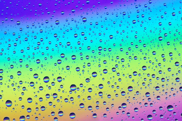 Gotas Vidrio Sobre Fondo Del Arco Iris Textura Fondo —  Fotos de Stock