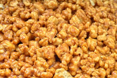 Tatlı arka plan ve doku, karamelli kurabiye, yakın çekim