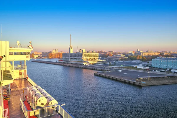 Construction Station Maritime Saint Pétersbourg Vue Pont Navire Amarrage Tôt — Photo