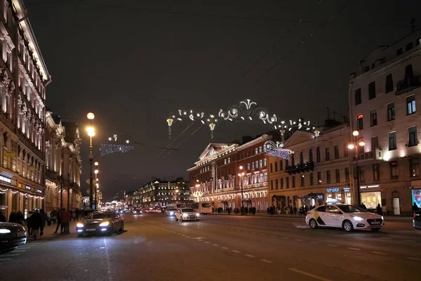 Sint Petersburg Rusland December 2018 Weergave Nevsky Prospect Met Kerst — Stockfoto