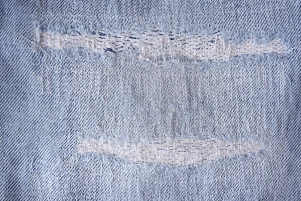 Patrón Lágrima Viejo Pantalones Mezclilla Detalle Jeans Textura Para Fondo — Foto de Stock