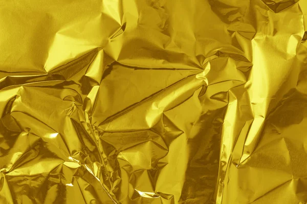 Hoja Lámina Oro Textura Brillante Papel Envoltura Abstracto Amarillo Para —  Fotos de Stock