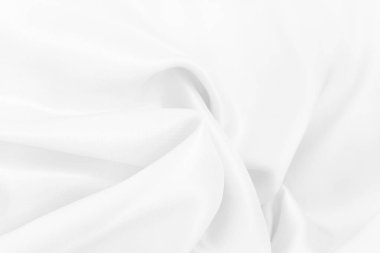 Arkaplan ve tasarım için beyaz kumaş kumaş dokusu, güzel buruşmuş ipek ya da keten deseni.