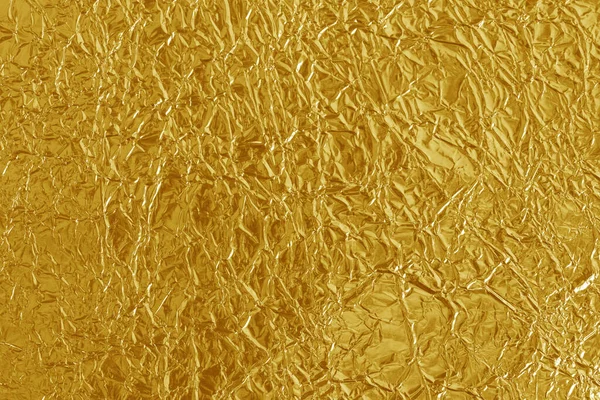 Hoja Lámina Oro Textura Brillante Papel Envoltura Abstracto Amarillo Para — Foto de Stock