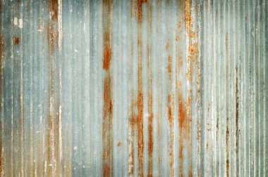 Eski çinko duvar dokusu arka plan, galvanize metal kaplama üzerinde paslı.