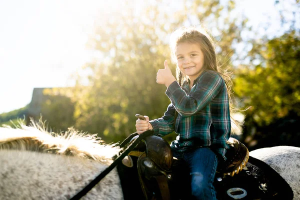 En una hermosa temporada de otoño de una niña y un caballo —  Fotos de Stock
