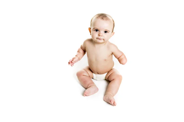 Retrato de bebé niño sobre fondo blanco — Foto de Stock