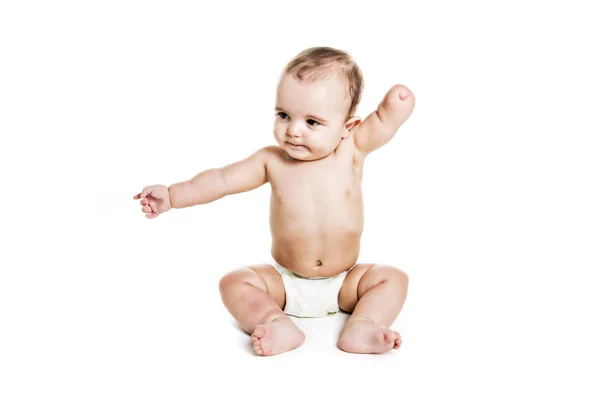 Retrato de bebé niño sobre fondo blanco —  Fotos de Stock