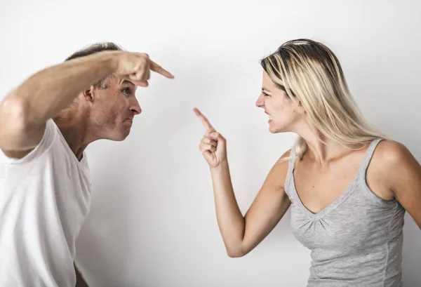 Couple dispute at home each other are frustrated — Stock Photo, Image