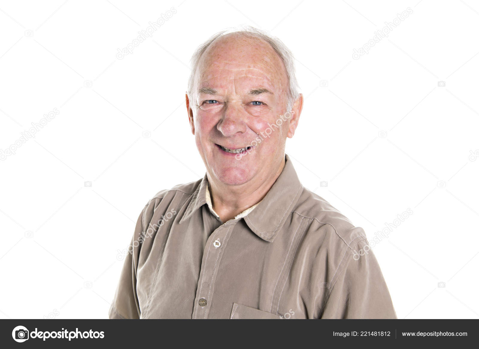 70 year old senior man standing isolated on white background ⬇ Stock