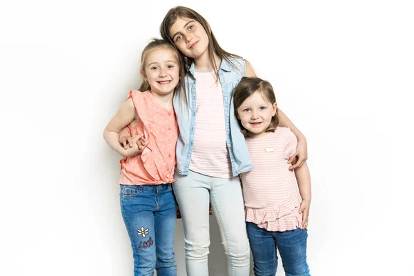 Group of Sisters portrait in studio white background — Stock Photo, Image