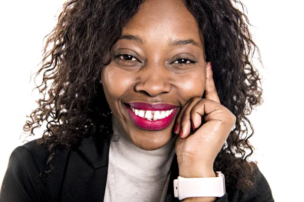 Black business woman poses for a portrait on studio white — Stock Photo, Image