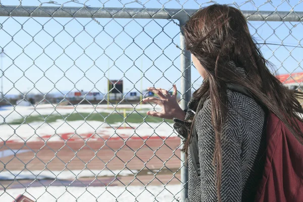 A Female student outside in the winter season — Stock Photo, Image