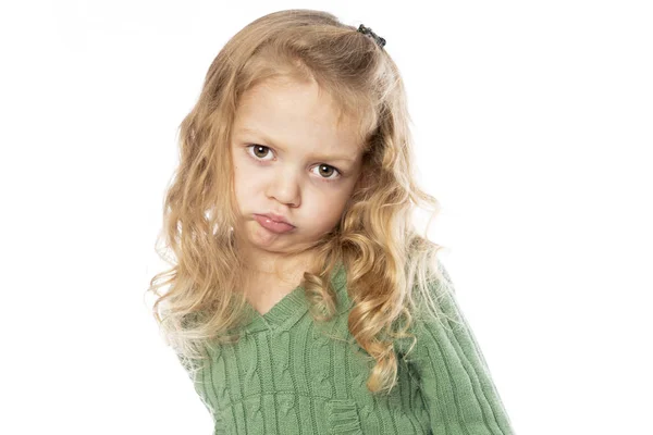 Egy kislány, a 3 éves elszigetelt fehér background — Stock Fotó