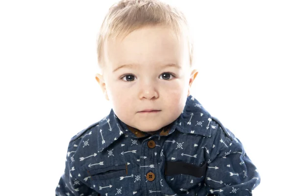 A Cute Little Boy Isolated on the White Background. — Stock Photo, Image