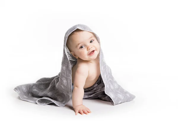 Baby Towel Age Months Isolated White Background — Stock Photo, Image