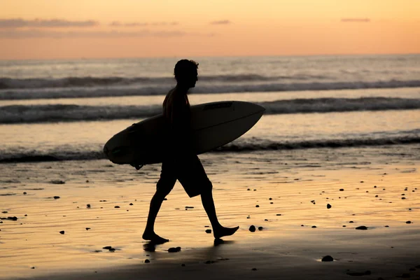 stock image Surfer watching the waves at sunset in Costa Rica