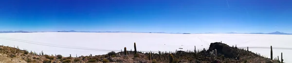 ボリビアのInchahuasi島からのSalar Uuni 世界最大の塩フラット ボリビアの風景 — ストック写真