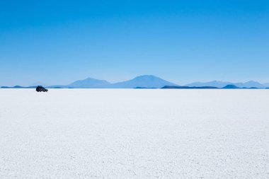 Salar de Uyuni, Bolivya. Dünyadaki en büyük tuz düzlüğü. Bolivya manzarası