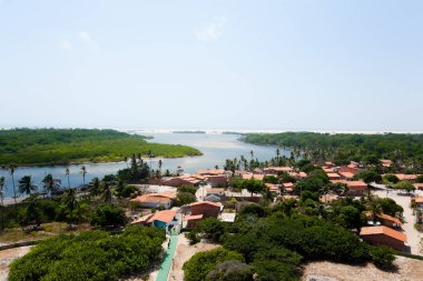 Preguica yukarıda da görüleceği Barreirinhas, Lencois Maranhenses, Maranhao, Brezilya Nehri