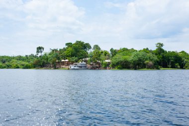 Amazon yağmur ormanlarından Panorama, Brezilya 'nın sulak arazisi. Yönlendirilebilir göl. Güney Amerika dönüm noktası. Amazonia
