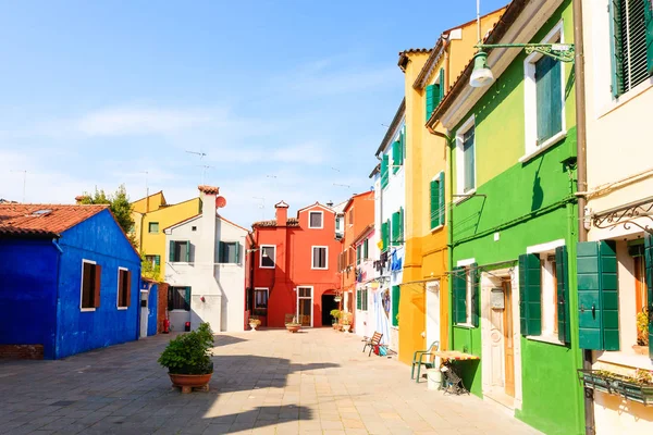 Casas Colores Vista Isla Burano Venecia Paisaje Italiano Tradicional — Foto de Stock