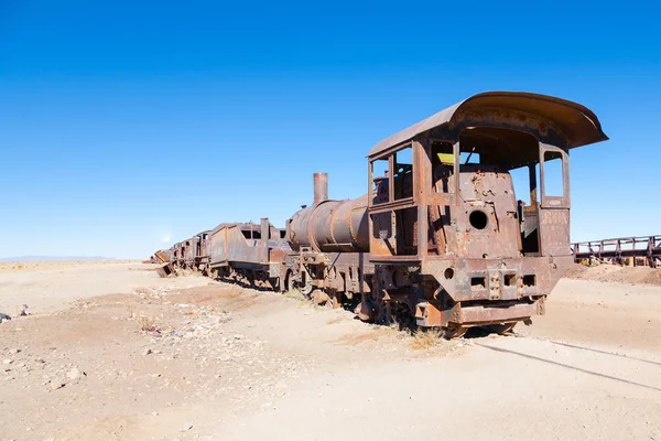 Cemetery Trains View Uyuni Bolivia Bolivian Landmark Abandoned Locomotives — Stock Photo, Image