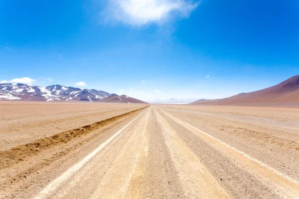 Vista Panoramica Della Strada Sterrata Boliviana Bolivia Deserto Salvador Dali — Foto Stock