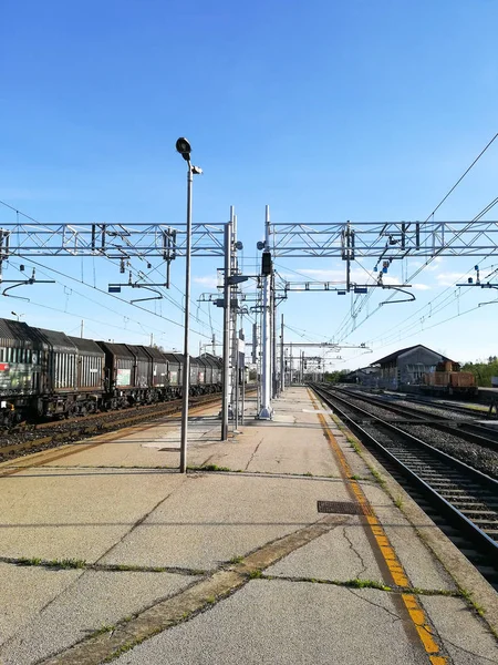 Προοπτική Άποψη Σιδηροδρομικών Γραμμών Τρόπος Μεταφοράς — Φωτογραφία Αρχείου