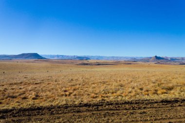 Orange Free State panorama Karoo, Güney Afrika için yolda. Afrika manzara