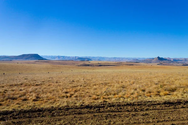 Orangefarbenes Freistaatspanorama Auf Dem Weg Nach Karoo Südafrika Afrikanische Landschaft — Stockfoto