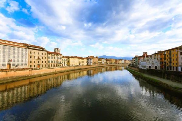 Vue Sur Pise Bâtiments Long Fleuve Arno Repère Italien Toscane — Photo