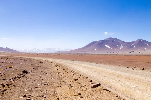 Vista Panoramica Della Strada Sterrata Boliviana Bolivia Deserto Salvador Dali — Foto Stock